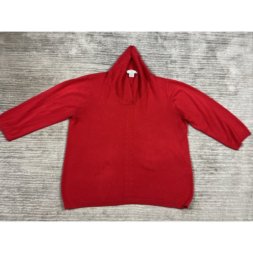 Allison‎ Daley II Sweater Womens 2X Red 3/4 Sleeve Acrylic V-Neck